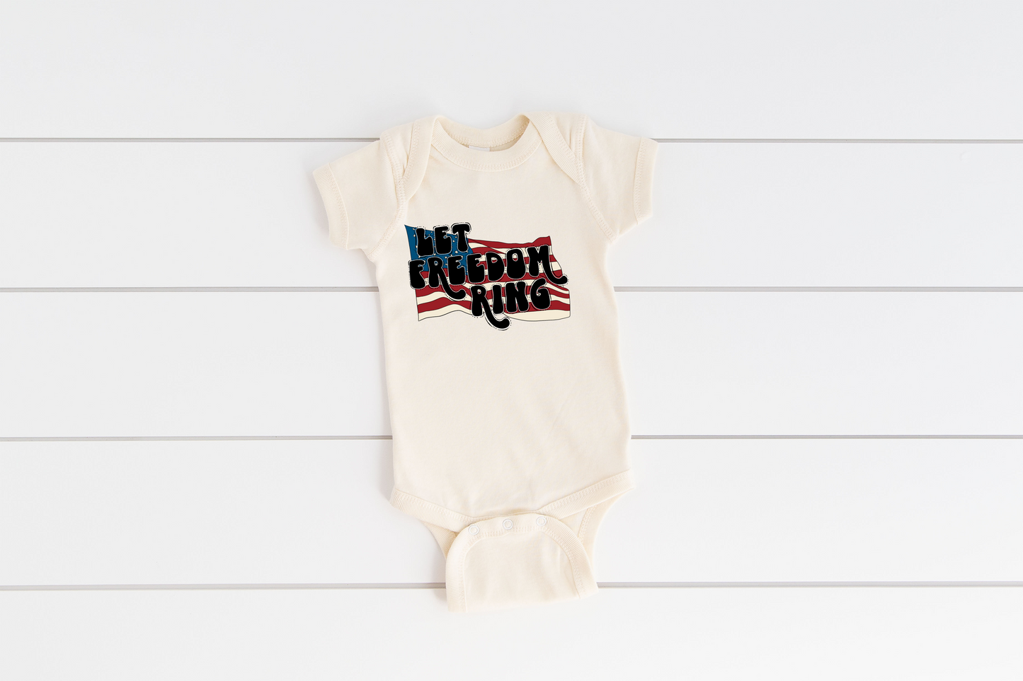 Let Freedom Ring American Flag Baby Rib Bodysuit