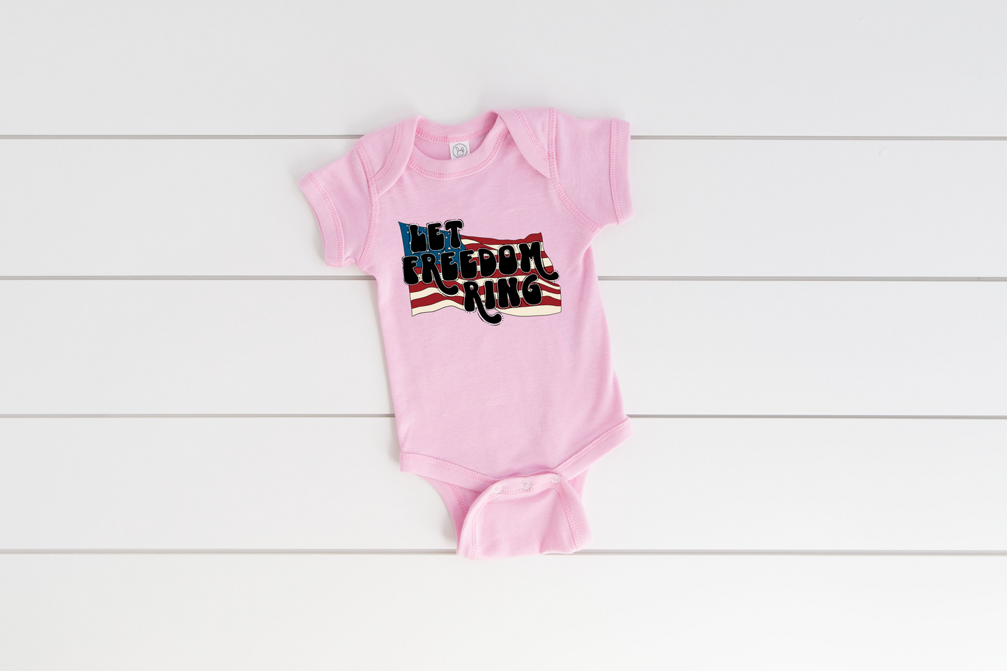 Let Freedom Ring American Flag Baby Rib Bodysuit