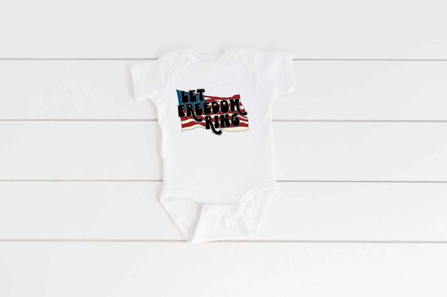 Let Freedom Ring American Flag Baby Rib Bodysuit