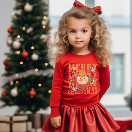 Merry Christmas Snowman Long Sleeve Tee