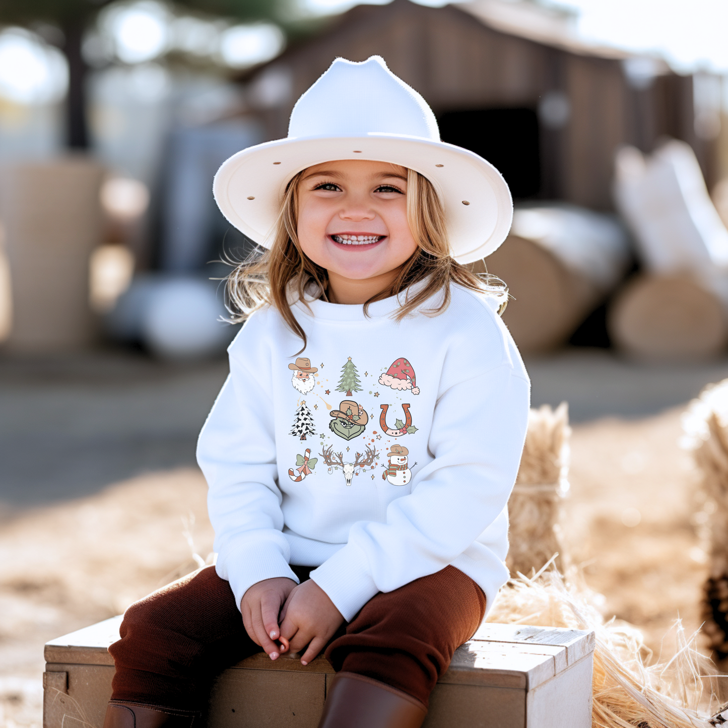 Country Christmas Print Long Sleeve Tee