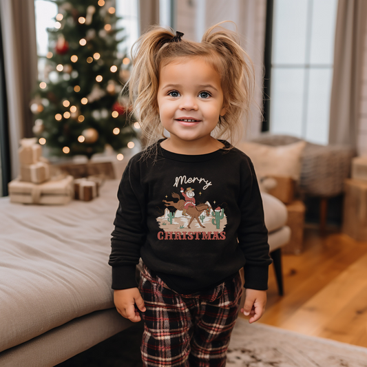 Merry Christmas Santa's Horse Riding Long Sleeve Tee