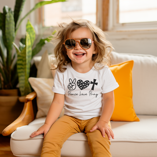 Peace Love Pray Toddler Short Sleeve Tee