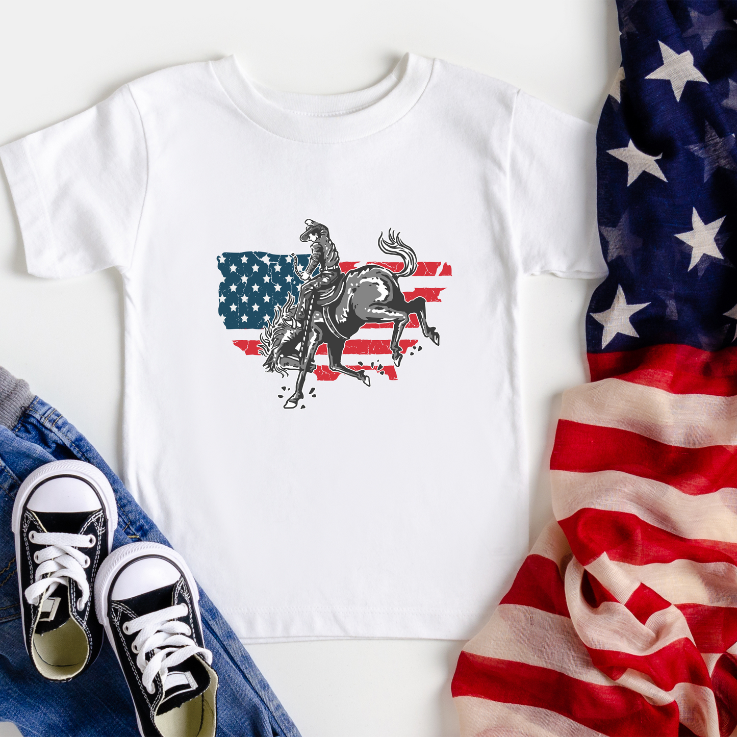 Patriotic Cowboy Toddler Short Sleeve Tee