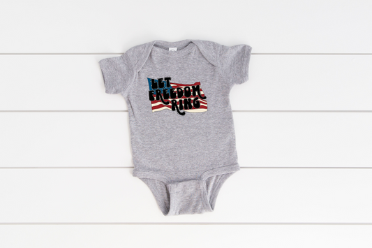 Let Freedom Ring American Flag Baby Rib Bodysuit