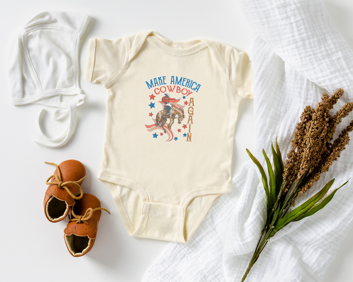 Make America Cowboy Again Baby Rib Bodysuit