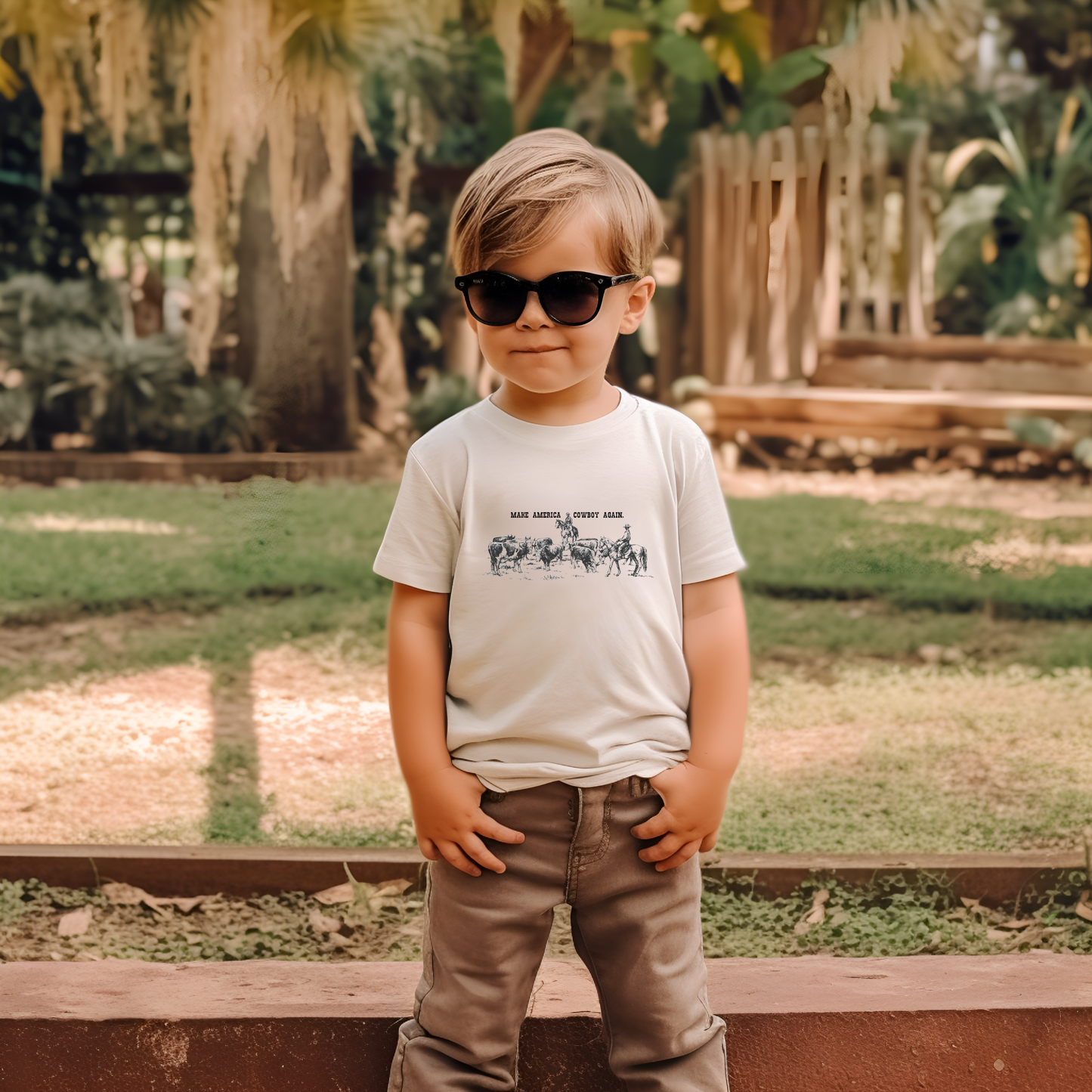 Make America Cowboy Again Toddler Short Sleeve Tee