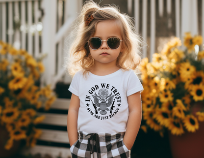 In God We Trust, Guns Are Just Backup Toddler Short Sleeve Tee